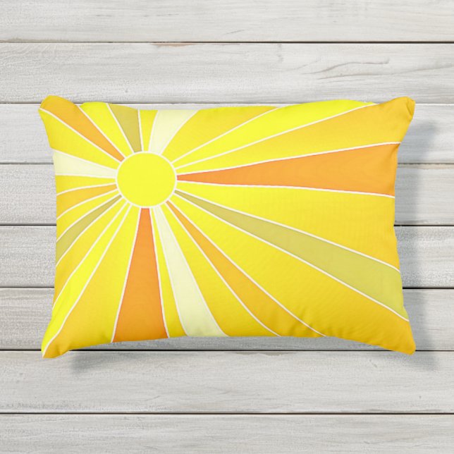 Coussin D'extérieur Moderne réversible de soleil jaune (Devant)