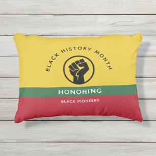 Coussin D'extérieur Mois de l'histoire noire Texte courbe afro-américa