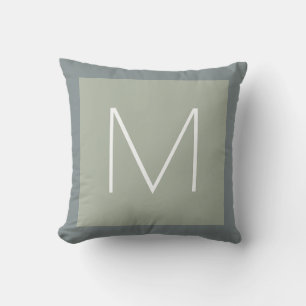 Coussin D'extérieur monogram M outdoor pillow with gray border