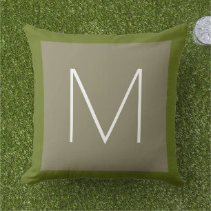 Coussin D'extérieur monogram outdoor pillow witgreen border