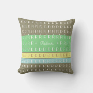 Coussin D'extérieur monogramme design original, exclusif et rayé