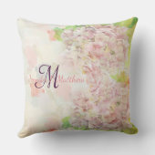 Coussin D'extérieur Monogramme rose romantique d'hortensia et de (Verso)