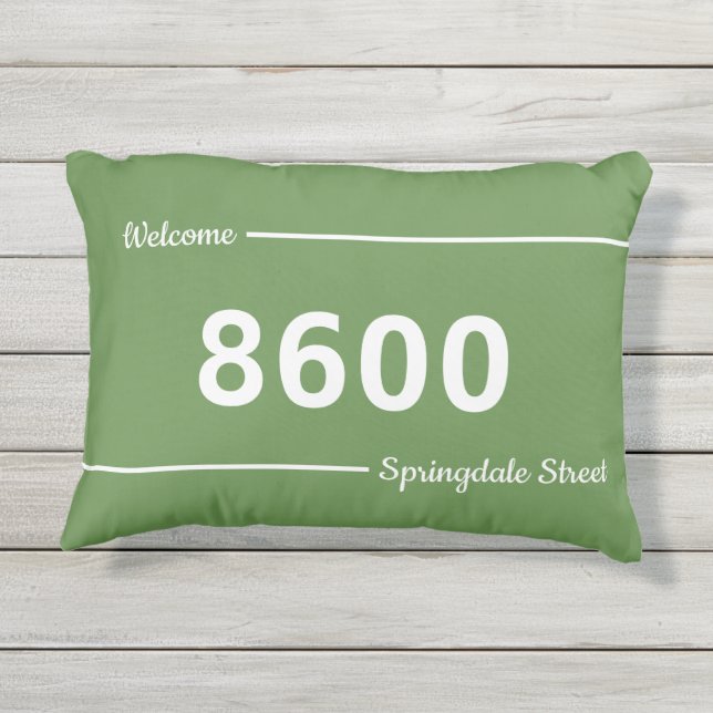 Coussin D'extérieur Moss Green et White House Numéros Adresse de rue (Dos)