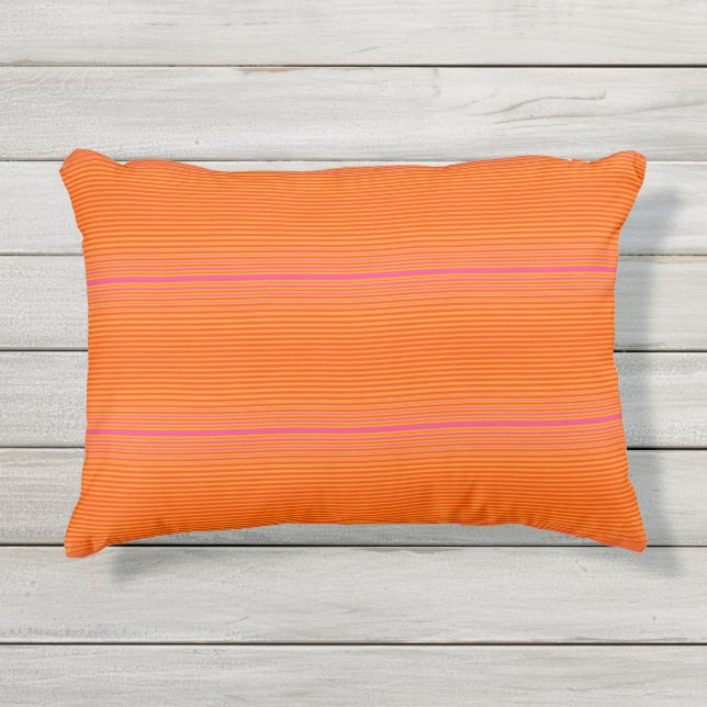 Coussin D'extérieur Motif à rayures orange et rose (Devant)