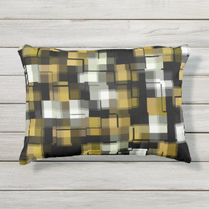 Coussin D'extérieur Motif Abstrait Jaune Noir Blanc