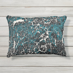 Coussin D'extérieur Motif Abstrait noir Turquoise bleu