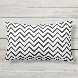 Coussin D'extérieur Motif chevron zigzag noir et blanc moderne pour l'