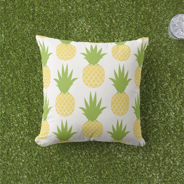 Coussin D'extérieur Motif d'ananas tropical jaune et vert (Herbe)