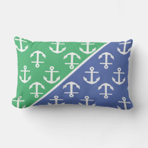 Coussin D'extérieur Motif d'ancre nautique cool deux couleurs