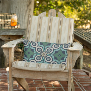 Coussin D'extérieur Motif de carreaux d'art boho méditerranéen marocai