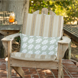 Coussin D'extérieur Motif de feuille aînée 2 voies vert + blanc