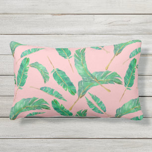 Coussin D'extérieur Motif de feuilles tropicales vert rose feuille de