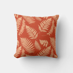 Coussin D'extérieur Motif de fougères de bois, Mandarin Orange