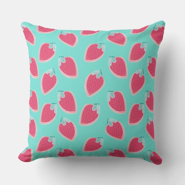 Coussin D'extérieur Motif de fruits de fraise cuite (Recto)