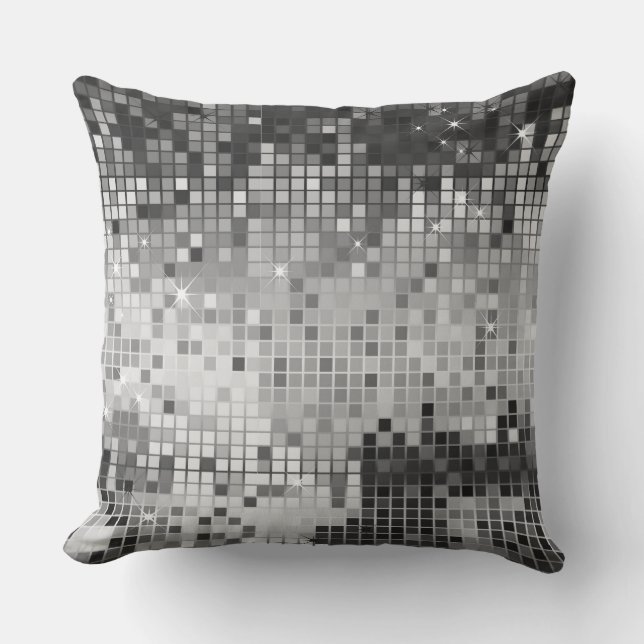 Coussin D'extérieur Motif de Parties scintillant Disco Sequins gris ar (Recto)