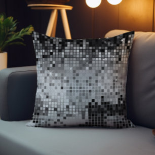 Coussin D'extérieur Motif de Parties scintillant Disco Sequins gris ar