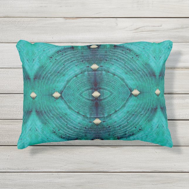 Coussin D'extérieur Motif de sol en bleu Aqua (Devant)