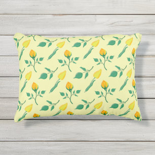 Coussin D'extérieur Motif floral avec rose jaune et fleurs de tulipe