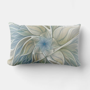 Coussin D'extérieur Motif floral de rêve abstrait bleu kaki fractal