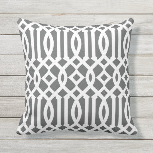 Coussin D'extérieur Motif moderne de gris et de gris blanc