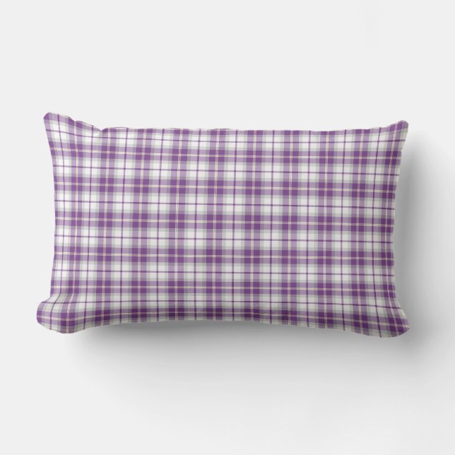 Coussin D'extérieur Motif Plaid violet et blanc (Recto)