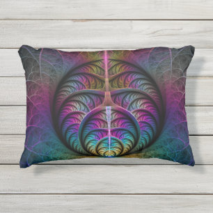 Coussin D'extérieur Motif psychédélique coloré abstrait d'art fractal