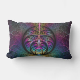 Coussin D'extérieur Motif psychédélique coloré abstrait d'art fractal