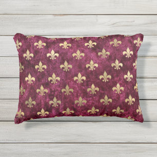 Coussin D'extérieur Motif Red Velvet Fleur De Lis Mardi Gras Orleans