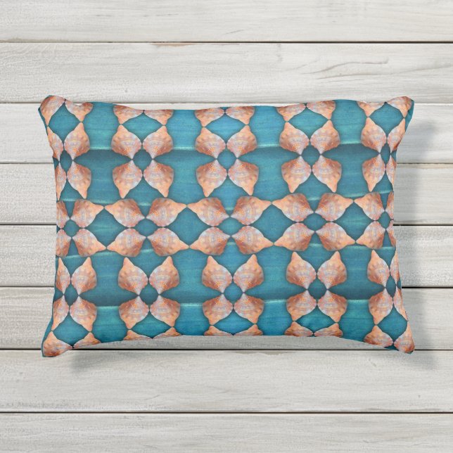 Coussin D'extérieur Motif Sea Shell, Bleu (Devant)