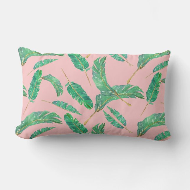 Coussin D'extérieur Motif tropical de feuille de vert de rose de (Recto)