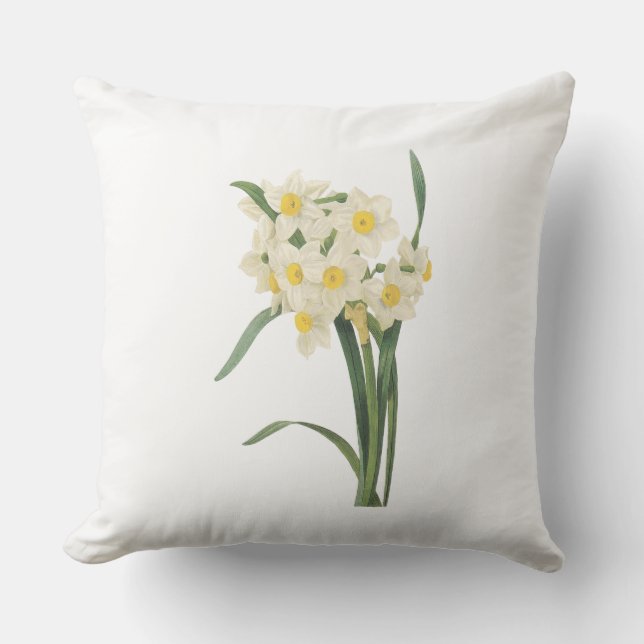 Coussin D'extérieur narcissus(Narcissus tazetta) par Redouté (Recto)