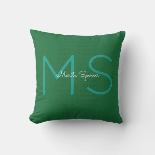 Coussin D'extérieur nom du patio et initiales monogramme, vert