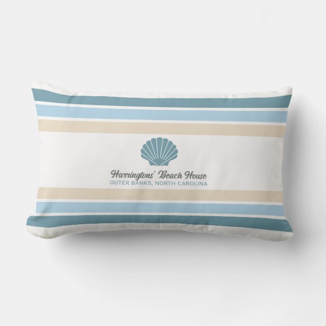 Coussin D'extérieur Nom et emplacement personnalisés Maison de plage (Recto)