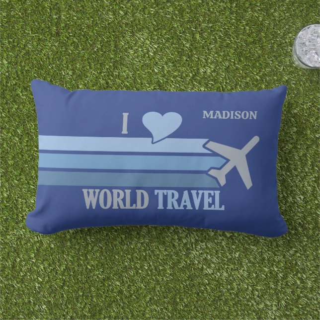 Coussin D'extérieur Nom personnalisé World Travel (Herbe)