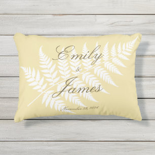 Coussin D'extérieur Noms de couple Fougère blanche Beurre jaune Élégan