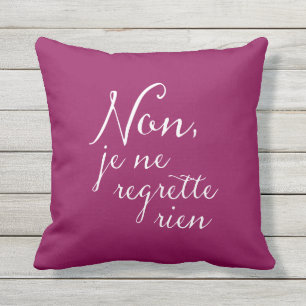 Coussin D'extérieur Non, pourpre français de Ne Regrette Rien de Je