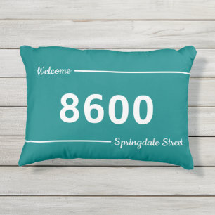 Coussin D'extérieur Numéro de maison pour l'adresse de rue sur Turquo