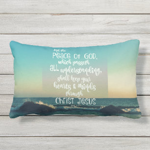 Coussin D'extérieur Océan avec la Bible de la Paix Verse