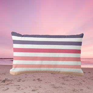 Coussin D'extérieur Ombre Beach Sunset Stripes Dusky Violet Et Rose