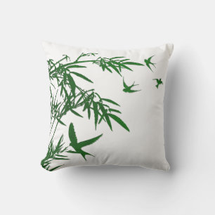 Coussin D'extérieur Orient Accent vert luxuriant Bambou et oiseaux avi