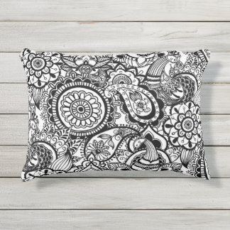 Coussin D'extérieur Paisley floral noir