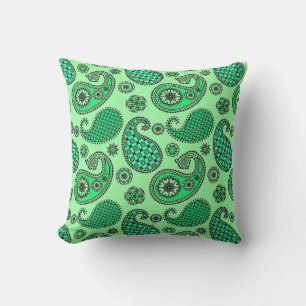 Coussin D'extérieur Paisley motif, jade et vert menthe