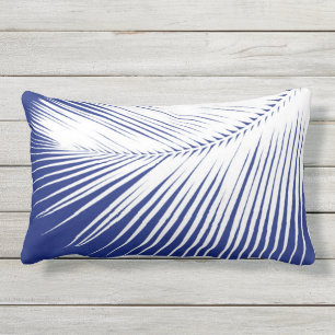 Coussin D'extérieur Palmette - bleu marine et blanc