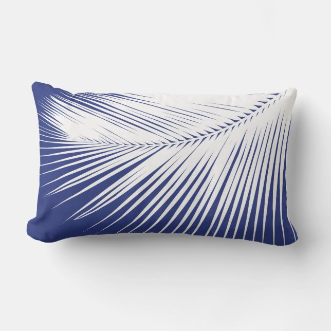 Coussin D'extérieur Palmette - bleu marine et blanc (Recto)