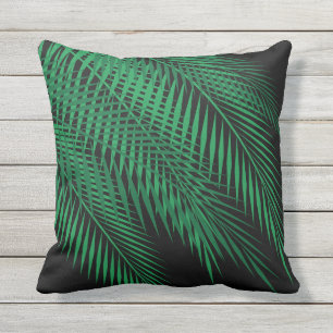 Coussin D'extérieur Palmettes tropicales sur le noir - extérieur