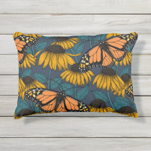 Coussin D'extérieur Papillon monarque sur confluents jaunes