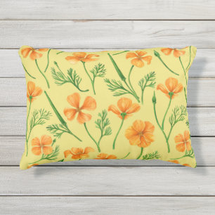 Coussin D'extérieur Pavot de Californie, fleurs d'été, orange wil