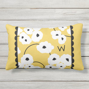 COUSSIN D'EXTÉRIEUR PAVOTS BLANCS ET NOIRS DE PILLOW_MOD EXTÉRIEUR