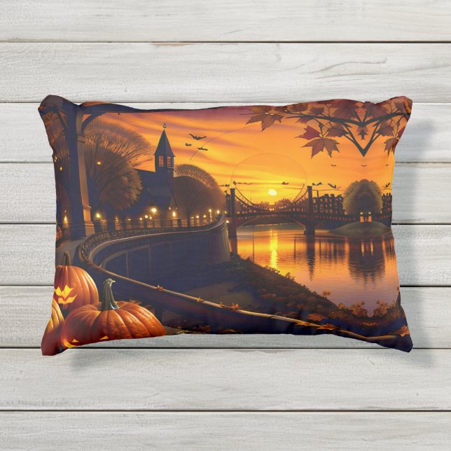 Coussin D'extérieur Paysage d'Halloween deux (Devant)