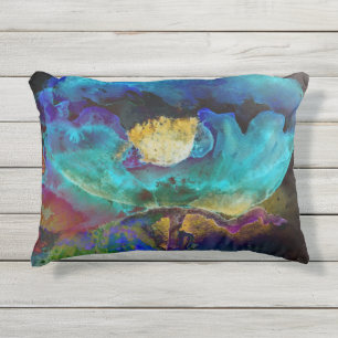 Coussin D'extérieur Peinture à l'aquarelle florale sarcelle élégante r